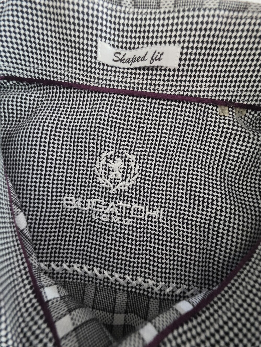 Bugatchi Uomo Shaped Fit Gray Plaid Button Down Shirt Men's Medium Cotton - Picture 8 of 11